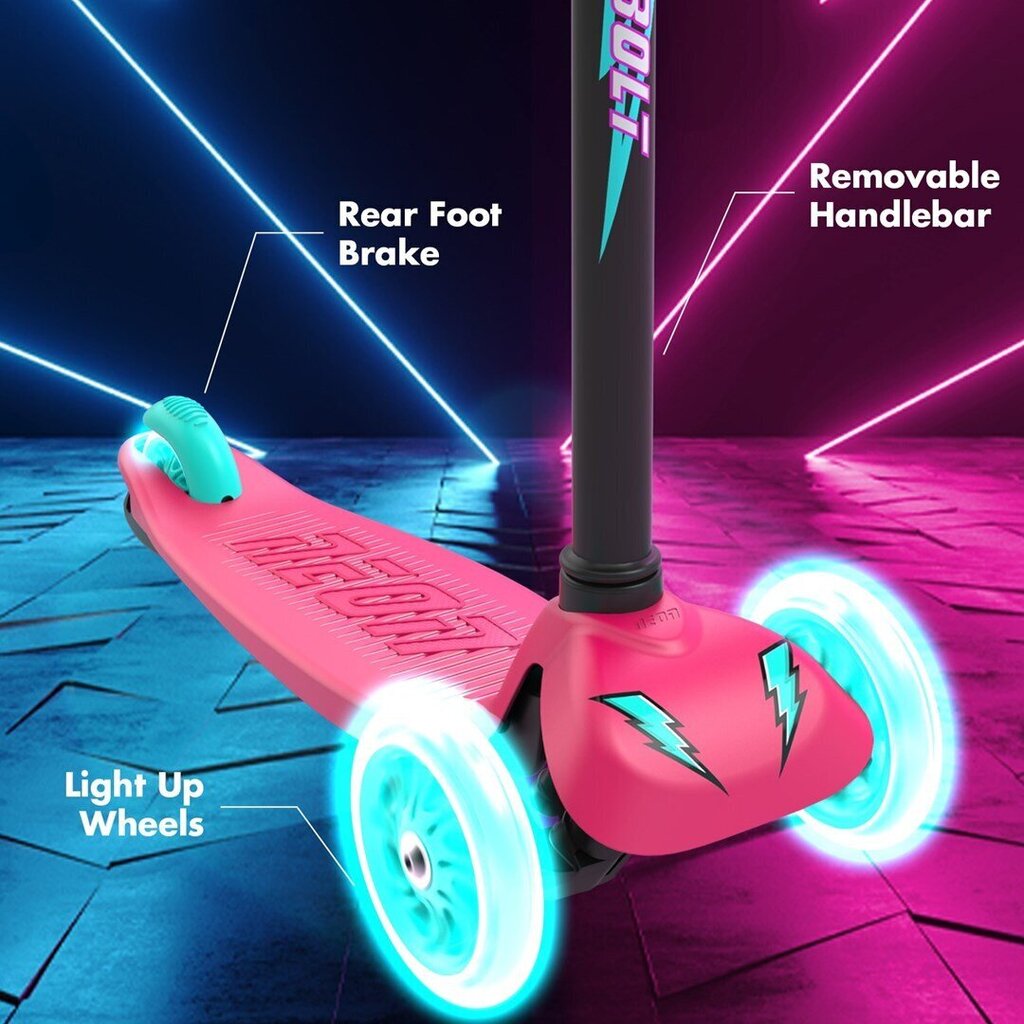 Trīsriteņu skrejritenis Yvolution Hulajnoga Neon Bolt, rozā cena un informācija | Skrejriteņi | 220.lv