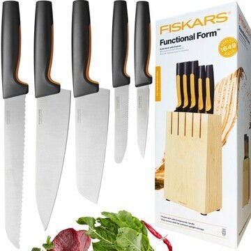 Nažu komplekts Fiskars Functional Form blokā, 5 gab. cena un informācija | Naži un to piederumi | 220.lv