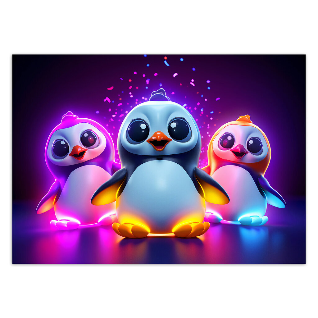 Fototaptes Neona pingvīni cena un informācija | Fototapetes | 220.lv