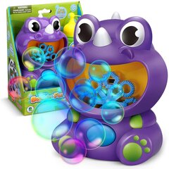 Ziepju burbuļpūtējs Dinozaurs Bubble Fun, violets, 10,5x7x13 cm cena un informācija | Ūdens, smilšu un pludmales rotaļlietas | 220.lv