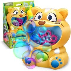 Ziepju burbuļu pūšanas mašīna Kaķēns ar papildu šķidrumu Bubble Fun, dzeltens, 10,5x7x13cm цена и информация | Игрушки для песка, воды, пляжа | 220.lv