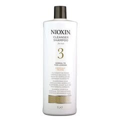 Atsvaidzinošs matu šampūns Nioxin Hair System 3 Cleanser 1000 ml cena un informācija | Šampūni | 220.lv