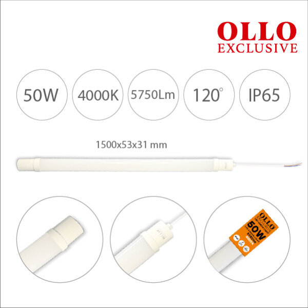 LED lineārais griestu gaismeklis Ollo Exclusive FF102-50W, 150cm cena un informācija | LED lentes | 220.lv