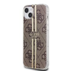 Guess IML 4G Gold Stripe Case for iPhone 15 Brown cena un informācija | Telefonu vāciņi, maciņi | 220.lv