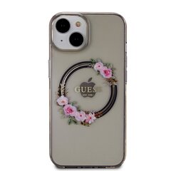 Guess PC|TPU Flowers Ring Glossy Logo MagSafe Case for iPhone 14 Black cena un informācija | Telefonu vāciņi, maciņi | 220.lv