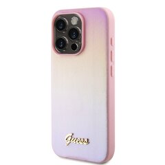 Guess PU Leather Iridescent Metal Script Case for iPhone 15 Pro Max Pink cena un informācija | Telefonu vāciņi, maciņi | 220.lv