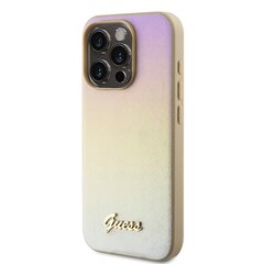 Guess PU Leather Iridescent Metal Script Case for iPhone 15 Pro Max Gold cena un informācija | Telefonu vāciņi, maciņi | 220.lv