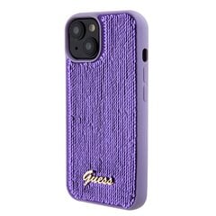 Guess Sequin Script Logo Case for iPhone 15 Plus Purple cena un informācija | Telefonu vāciņi, maciņi | 220.lv