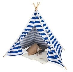 Bērnu auduma telts, zila 100 x 140 cm cena un informācija | Bērnu rotaļu laukumi, mājiņas | 220.lv