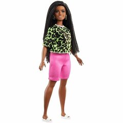 Lelle Barbie Fashionistas 144 Long Brunette Braids with Neon Green cena un informācija | Rotaļlietas meitenēm | 220.lv