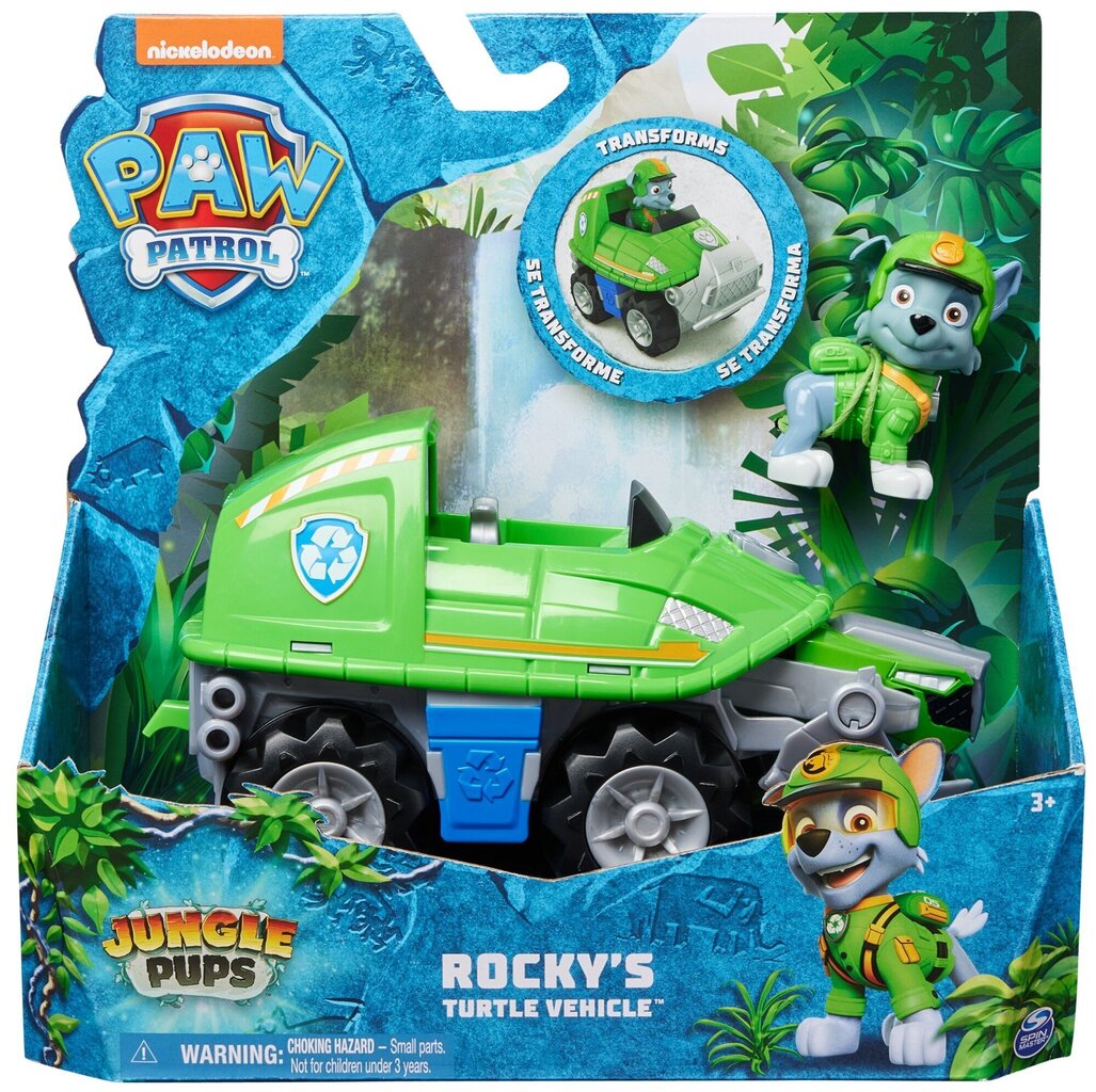 Rotaļu automašīna ar Rocky figūru Paw Patrol (Ķepu patruļa) Jungle Pups cena un informācija | Rotaļlietas zēniem | 220.lv