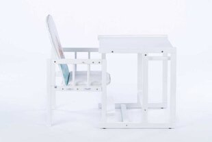 деревянный стульчик для кормления 2 в 1, белый цена и информация | Детские столы и стулья | 220.lv