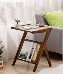 Bambusa galds ar Ratan plauktu - tumši brūns, garums 45 cm cena un informācija | Virtuves galdi, ēdamgaldi | 220.lv