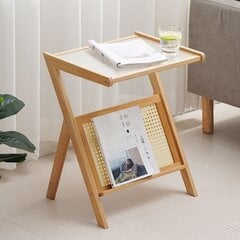 Bambusa galds ar ratan plauktu - gaiši brūns, 45 cm цена и информация | Кухонные и обеденные столы | 220.lv