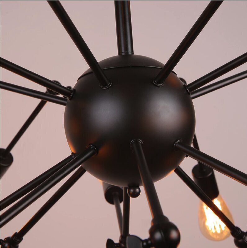Mūsdienu griestu lampa/ lustras reto pająk - melna, 8 -RAM cena un informācija | Piekaramās lampas | 220.lv