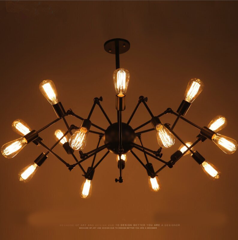 Mūsdienu griestu lampa/ lustras reto pająk - melna, 8 -RAM cena un informācija | Piekaramās lampas | 220.lv