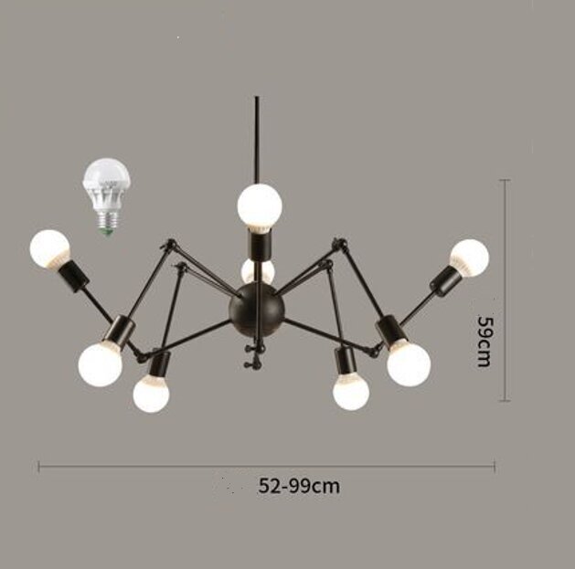 Mūsdienu griestu lampa/ lustras reto pająk - melna, 8 -RAM цена и информация | Lustras | 220.lv