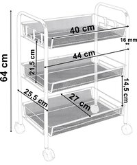 Plaukti uz riteņiem 3 līmeņi цена и информация | Полки | 220.lv