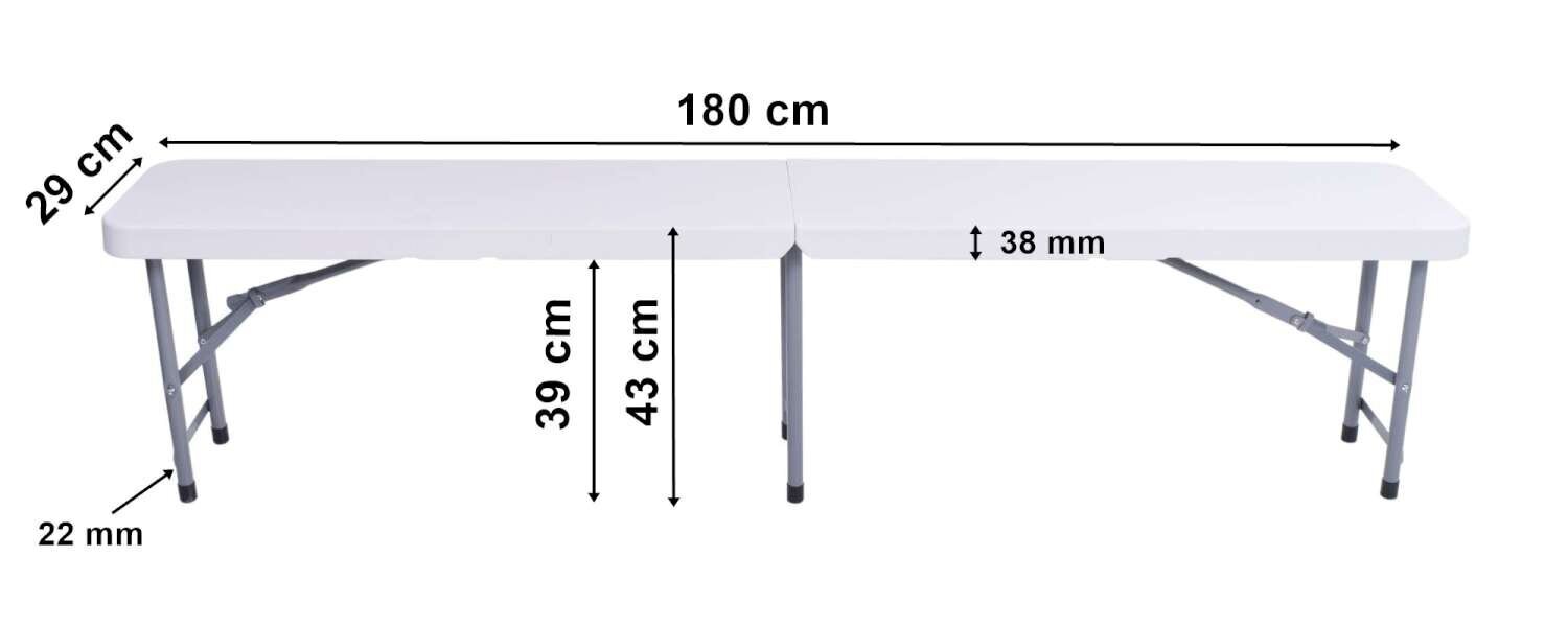 Saliekamais sols, 180 cm, balts цена и информация | Dārza soli | 220.lv