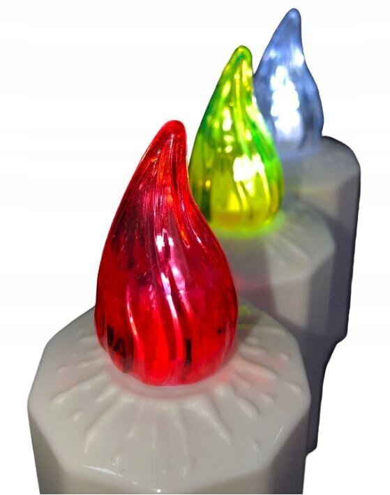 LED sveces kapiem, trīskrāsainas, 12 gab. cena un informācija | Kapu sveces | 220.lv