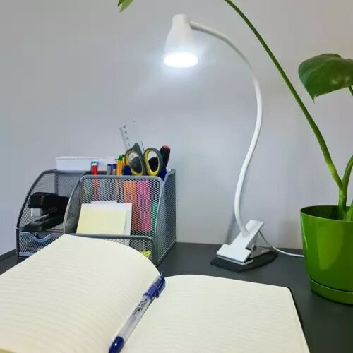 Galda lampa ar klipsi - balta cena un informācija | Galda lampas | 220.lv