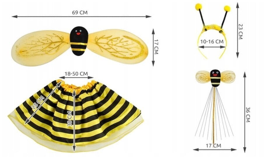 Bišu kostīms, 4 daļas цена и информация | Karnevāla kostīmi, maskas un parūkas | 220.lv