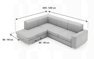 Ga.i.Co dīvāns ar kreiso dīvānu bez sānu pārvalka 400 - 540 cm цена и информация | Чехлы для мебели | 220.lv