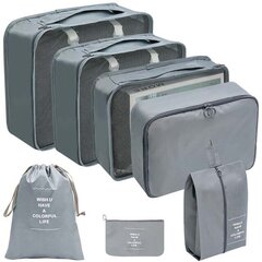 Серый органайзер для путешествий, состоящий из 7 частей цена и информация | Чемоданы, дорожные сумки | 220.lv