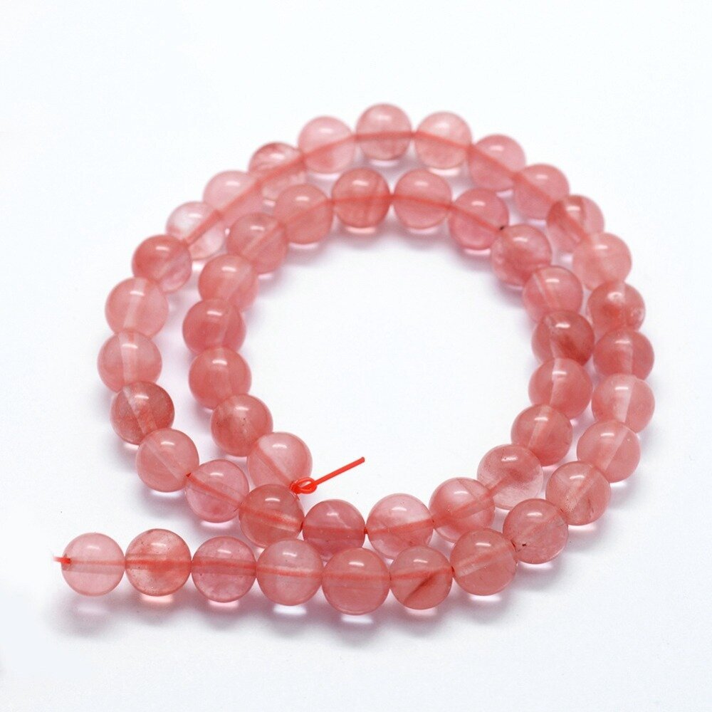 Pērlītes 10 mm, kvarcs (cherry quartz), 39 cm cena un informācija | Rotu veidošana, pērļošana | 220.lv