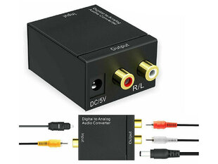 Optical toslink spdif to 2x cinch rca converter цена и информация | Адаптеры и USB разветвители | 220.lv