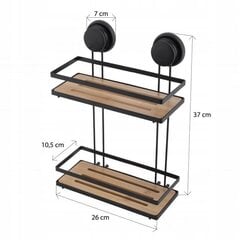 Плоская подвесная полка для ванной комнаты на присосках, корзина для ванной, бамбук, черный матовый, лофт Gavi - Yoka цена и информация | Аксессуары для ванной комнаты | 220.lv