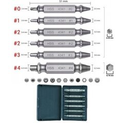 ЭКСТРАКТОРЫ ДЛЯ СЛОМАННЫХ ВИНТОВ, НАБОР 6 ПРЕДМЕТОВ цена и информация | Механические инструменты | 220.lv