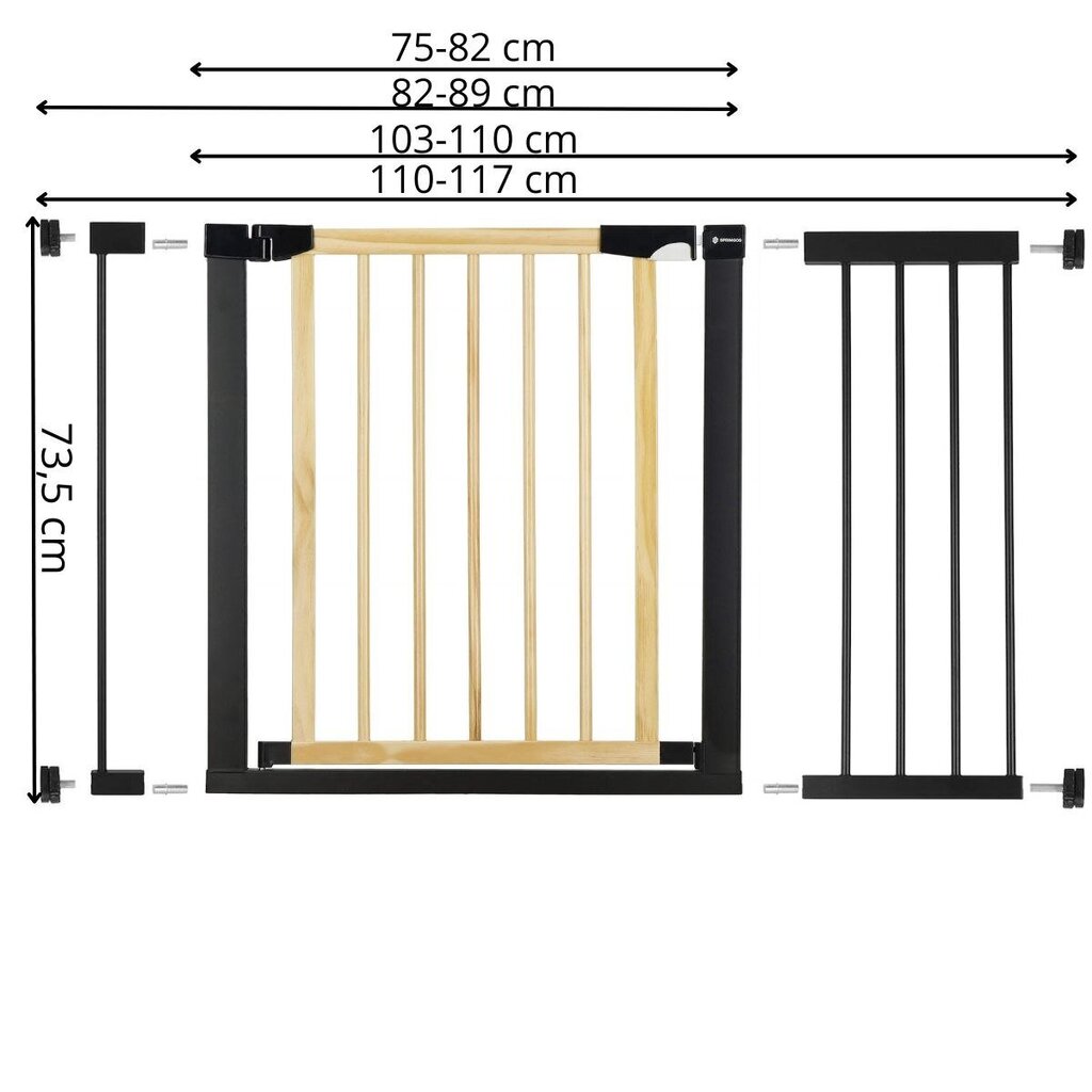Kāpņu drošības vārti Springos SG0012AC, 75-117 cm cena un informācija | Bērnu drošības preces | 220.lv