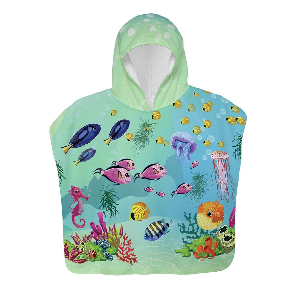 Bērnu pončo ar kapuci Jūras okeāna pasaule ACHP107 cena un informācija | Zēnu pidžamas, halāti | 220.lv