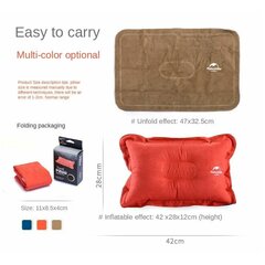 Подушка надувная Naturehike Comfortable Pillow, 42x28x12 см, коричневый цена и информация | Надувные и пляжные товары | 220.lv