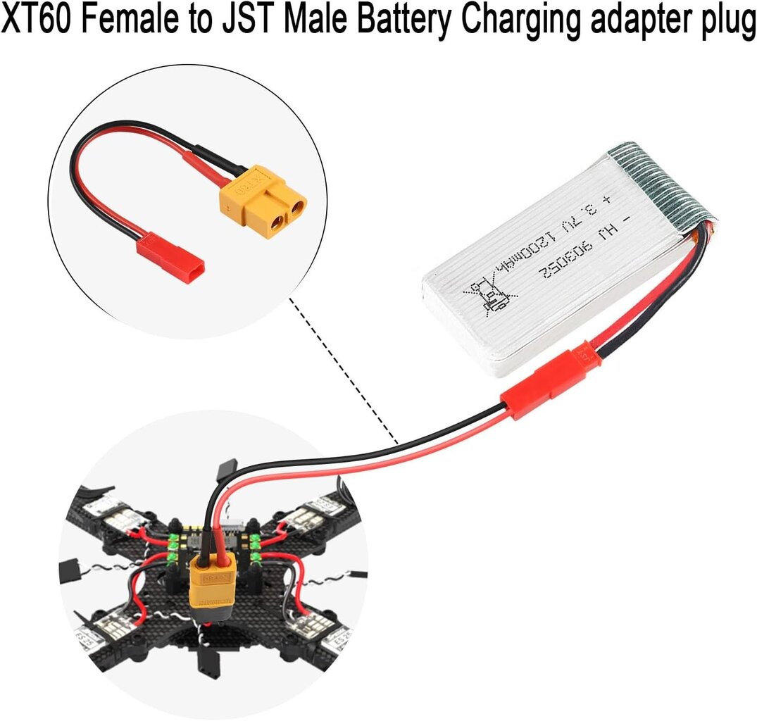 Uzlādes adaptera kabeļu komplekts XT60 Female to JST Male, 22AWG цена и информация | Droni | 220.lv