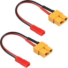 Комплект кабелей-переходников для зарядки XT60 Female to JST Male, 22AWG, для LiPo RC аккумуляторов, автомобилей, квадрокоптеров - преобразователи разъема XT60 в JST штекер, длина 10 см цена и информация | Дроны | 220.lv