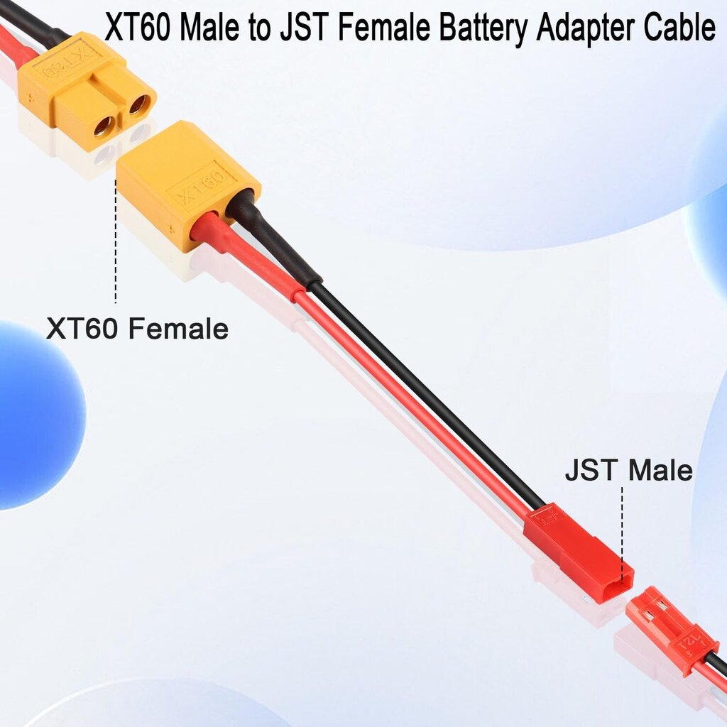 Uzlādes adaptera kabeļu komplekts XT60 Female to JST Male, 22AWG цена и информация | Droni | 220.lv