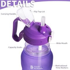 Justfwater Спортивная бутылка для воды с трубочкой, 2 л, розовый цена и информация | Фляги для воды | 220.lv