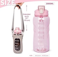 Justfwater Спортивная бутылка для воды с трубочкой, 2 л, розовый цена и информация | Фляги для воды | 220.lv