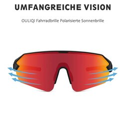 Polarizētās sporta saulesbrilles UV 400 Ouliqi, sarkanas cena un informācija | Sporta brilles | 220.lv