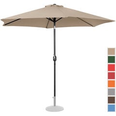 Dārza lietussargs apaļš, liels noliecams ar kloķa diametru 300 cm krēms cena un informācija | Saulessargi, markīzes un statīvi | 220.lv