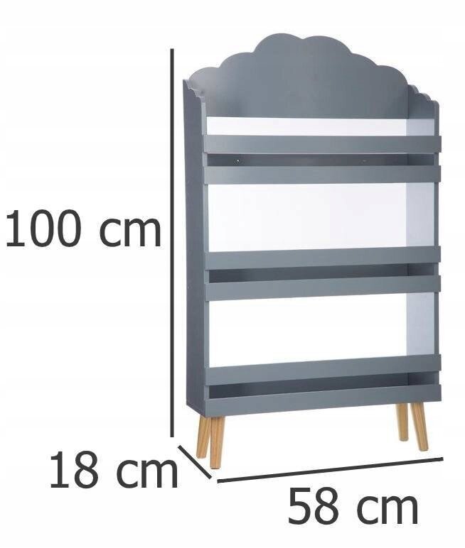 Grāmatu plaukts Alandeko, pelēks цена и информация | Plaukti bērnu istabai | 220.lv