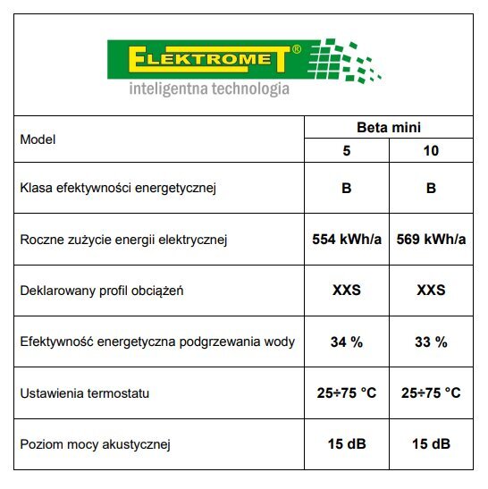 Kapacitatīvais bezspiediena ūdens sildītājs Elektromet Beta mini virs izlietnes, 10 l + ar maisītāja krānu цена и информация | Ūdens sildītāji | 220.lv