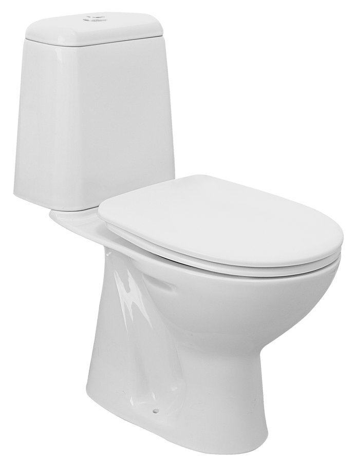 Kompakta tualete RIGA, 3/6 l poga, vertikāla skalošana, balta цена и информация | Tualetes podi | 220.lv