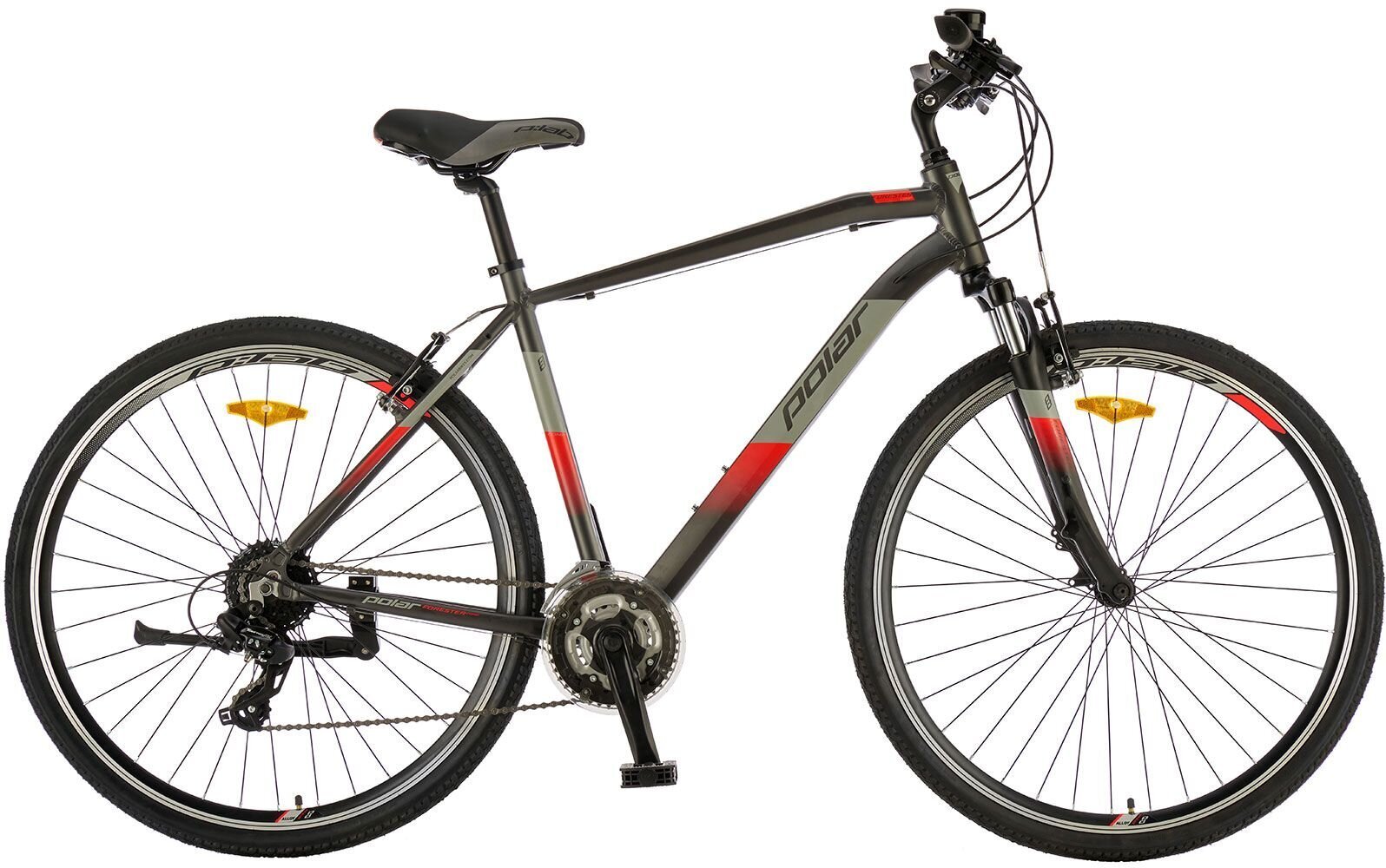 Pilsētas velosipēds Polar Forester Comp 22, 28", pelēks/sarkans XXL cena un informācija | Velosipēdi | 220.lv