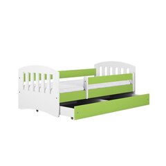 Кровать зеленая классическая 1 с ящиком, без матраса 140/80 цена и информация | Детские кровати | 220.lv