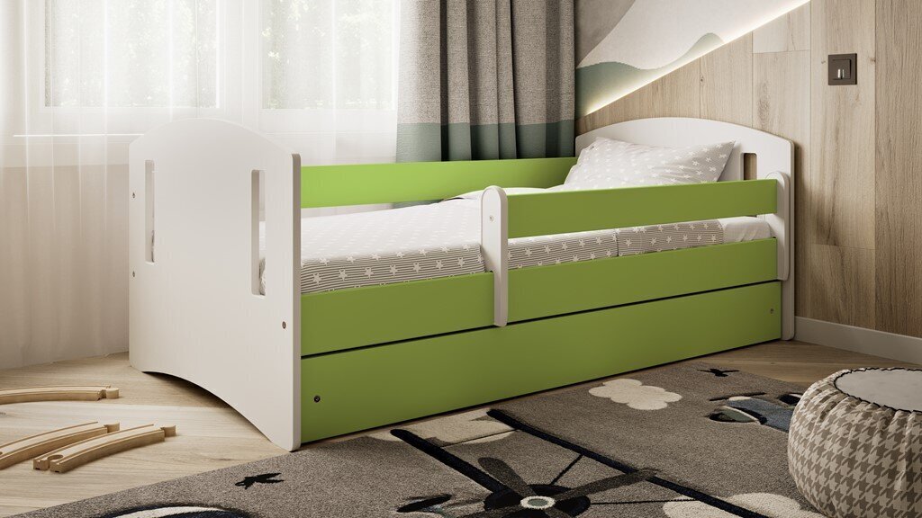 Bērnu gulta bez atvilktnes ar matraci Kocot Kids Classic 2, zaļa cena un informācija | Bērnu gultas | 220.lv