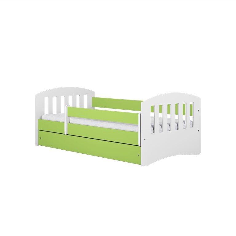 Bērnu gulta ar atvilktni un matraci Kocot Kids Classic 1, zaļa cena un informācija | Bērnu gultas | 220.lv