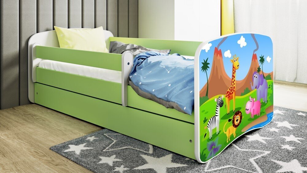Bērnu gulta bez atvilktnes ar matraci Kocot Kids BabyDreams, zaļa cena un informācija | Bērnu gultas | 220.lv